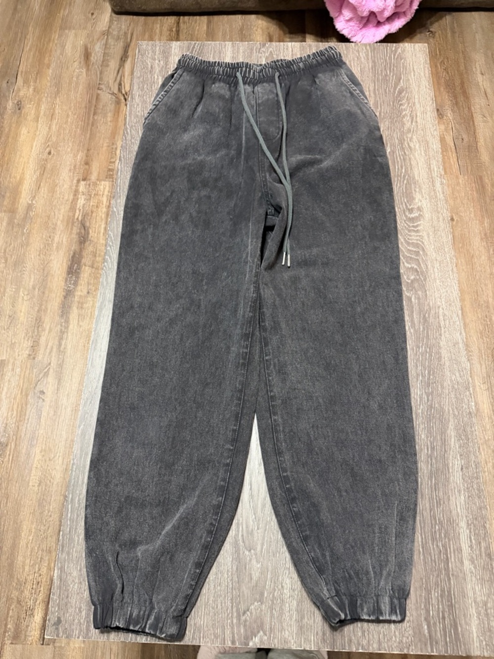 easel Washed Black Drawstring Jogger Pants